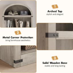 5-Tier Arch Bookcase,1.82m Tall Arched Bookshelf, Display Rack Wood Book Shelf, Open Storage Shelf for Living Room,Home, Office