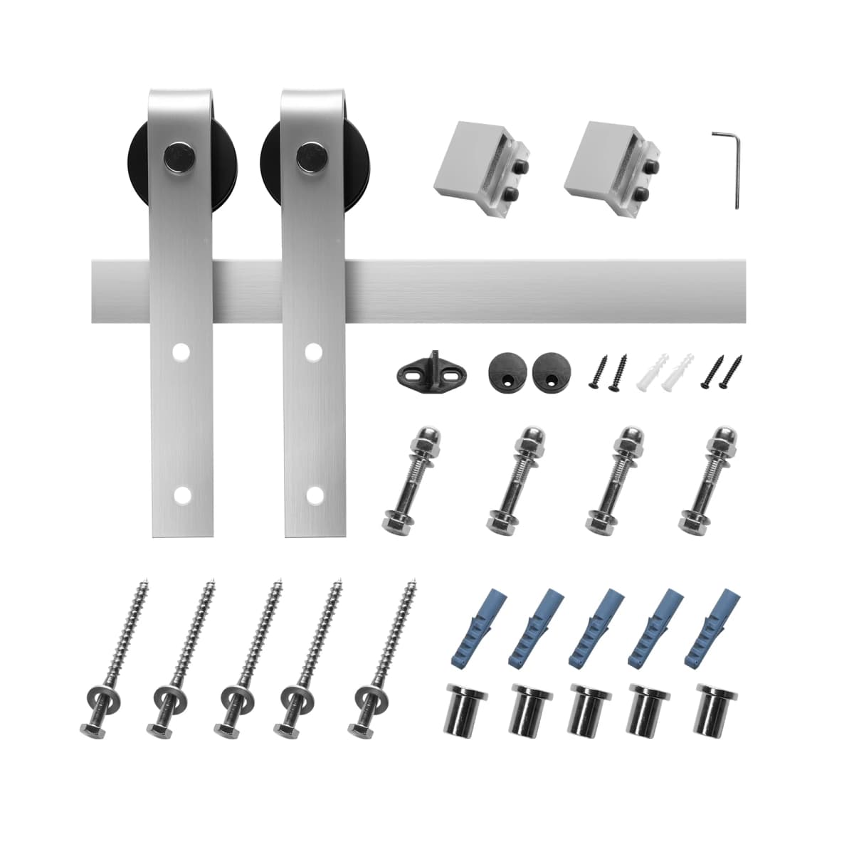 SucceBuy 6.6FT Sliding Barn Hardware Kit 330 LBS Capacity w/ 36 to 40 Inches Width & 1-3/8 to 1-3/4 Inche Track & J-shape Roller