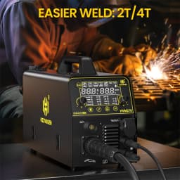 HZXVOGEN 6 in 1 Aluminum Welding Machine MMA/Gasless MIG/Gas MIG/HF TIG/Spot Welder/Plasma Cutter 2/4T Synergic Control HVM270
