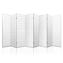 8 Panel White Room Divider Screen 348x179cm Folding Privacy Partition for Home Office Bedroom Living Room Decor
