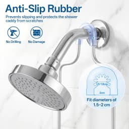 Maxkon 2 Tier Bathroom Shower Caddy Hanging Shelf Storage Holder Inside Over Showerhead Rack Organiser with Hooks Rustproof Aluminium for Shampoo Soap Razor