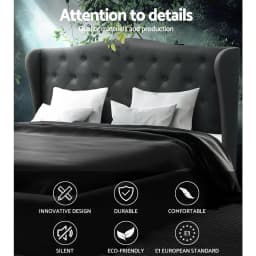 Queen Size Charcoal Bed Frame Modern Upholstered Platform Bed with Sturdy Support and Elegant Minimalist Design