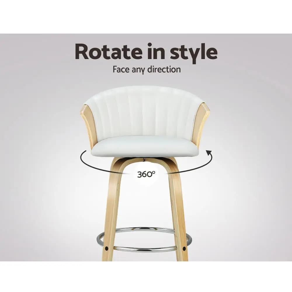Leather Swivel Bar Stools Set of 2 Kitchen Counter Chairs Adjustable Home Dining Stools Modern Upholstered Seating for Island Breakfast Area