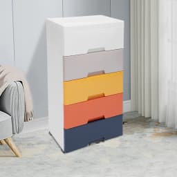 5 Drawers Storage Cabinet with Wheels Plastic Drawers Dresser Closet Drawers Tall Dresser Organizer for Clothes 17.1*11.4*31.5in