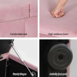 Velvet Pink Storage Ottoman Blanket Box 103cm Foldable Footstool Bench Seat Organizer