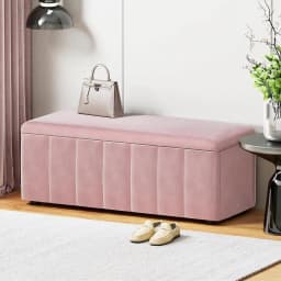 Velvet Pink Storage Ottoman Blanket Box 103cm Foldable Footstool Bench Seat Organizer