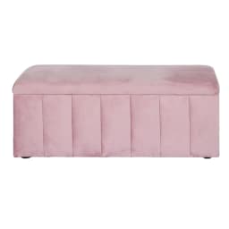 Velvet Pink Storage Ottoman Blanket Box 103cm Foldable Footstool Bench Seat Organizer