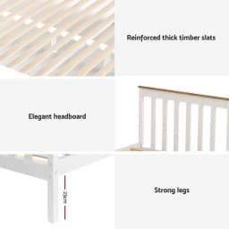 Single Size Wooden Platform Bed Frame with 2 Storage Drawers White Furniture