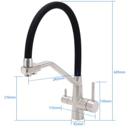 **Sydney Stock** KYLINS Pull Down 3 Way Pure Water Drinking Kitchen Mixer Tap Brushed Stainless Steel Black WELS WATERMARK
