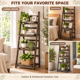 4 Tier Foldable Wooden Plant Stand Ladder Shelf Flower Pot Display Rack for Indoor Patio Balcony Garden