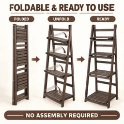 4 Tier Foldable Wooden Plant Stand Ladder Shelf Flower Pot Display Rack for Indoor Patio Balcony Garden