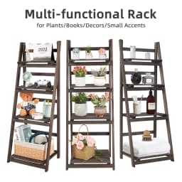 4 Tier Foldable Wooden Plant Stand Ladder Shelf Flower Pot Display Rack for Indoor Patio Balcony Garden