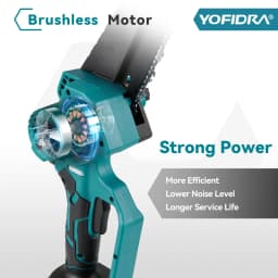 YOFIDRA Brushless 8inch Electric Chainsaw Cordless Rechargeable Pruning Saw Woodworking Garden Tool For Makita 21V Battery Pin