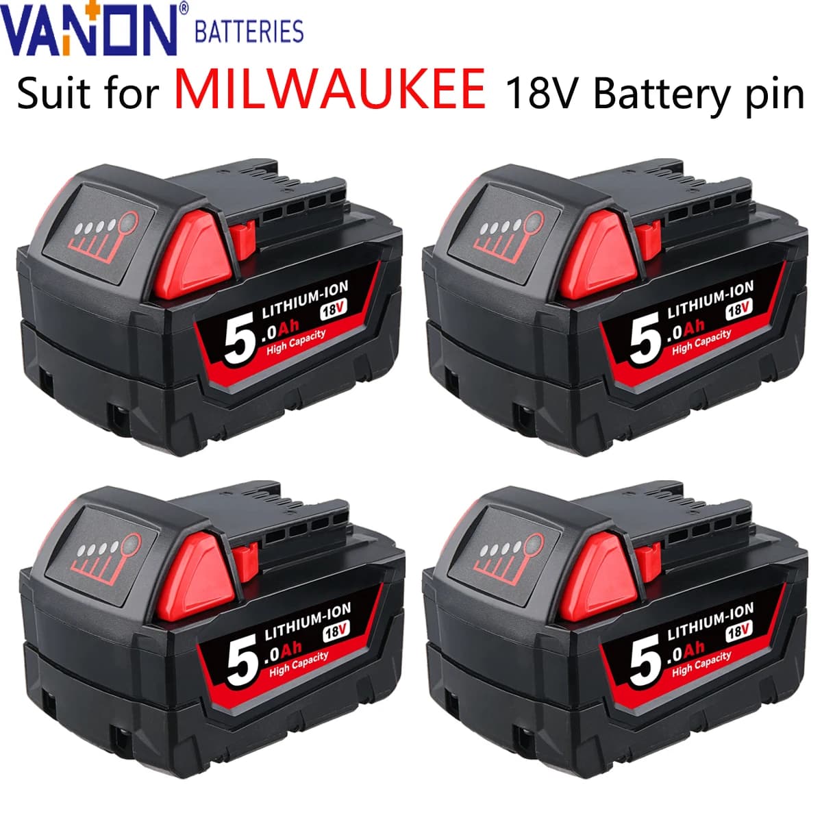 M18 5.0Ah 1/2/4Pack 18V MAX Lithium-ion Battery Replace for Milwaukee 48-11-1850 48-11-1852 48-11-1820 Power Tools Battery pin
