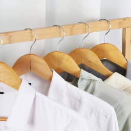 Rolling Clothes Hanging Rack with Double-Rod Wooden Garment Stand with Wheels