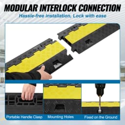 SucceBuy Cable Protector Ramp 5 PCS 2 Channel Heavy Duty Wire Cord Cover Ramp, TPR Flip-Open Top Cover Traffic Speed Bump