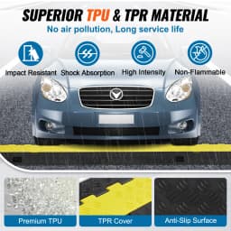 SucceBuy Cable Protector Ramp 5 PCS 2 Channel Heavy Duty Wire Cord Cover Ramp, TPR Flip-Open Top Cover Traffic Speed Bump