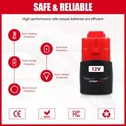 VANON M12 1/2/4Pack 12V 3.5Ah Li-ion Battery Compatible with Milwaukee C12 XC 48-11-2440 48-11-2402 48-11-2411 48-11-2401 Battery Pin