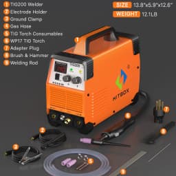 TIG Welder 200A HITBOX TIG200 3 in 1 HF TIG MMA ARC Stick IGBT Inverter Welding Machine Arc Force Hot Start Outdoor Home DIY