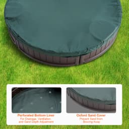 SucceBuy Sandbox with Cover in Square Sand Box Sand Pit w/ 4 Corner Seating and Bottom Liner Kids Sandbox for Outdoor for Kids
