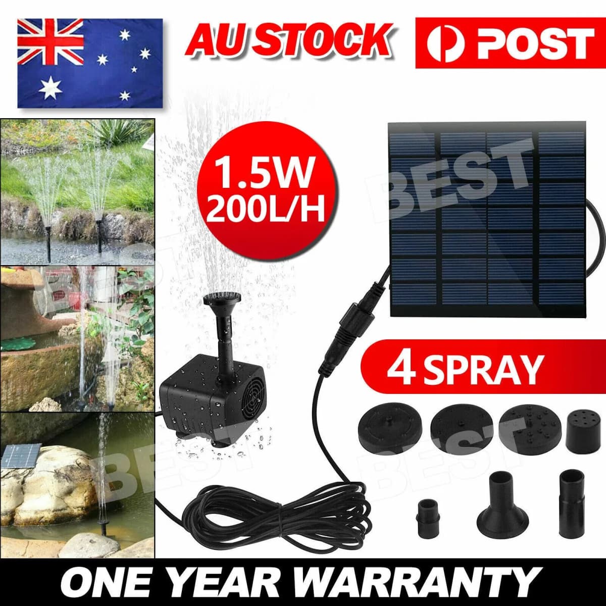 Solar Pond Pump Power Fountain Submersible Water Garden Pool Feature Kit Panel