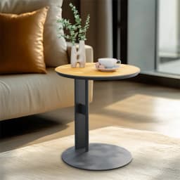 Saddle Leather Side Table C Shape Round Coffee Table Sofa Table Living Room Standing Table
