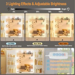 White Modern Vanity Set with Led Lighted Mirror, 5 Drawers & Stool, 3 Color Dimmable, Easy Assembly Bedroom Dressers