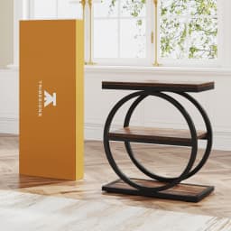 Tribesigns Narrow End Table with 3 Storage Shelves, Wooden Side Table, Industrial Small Sofa Side Table