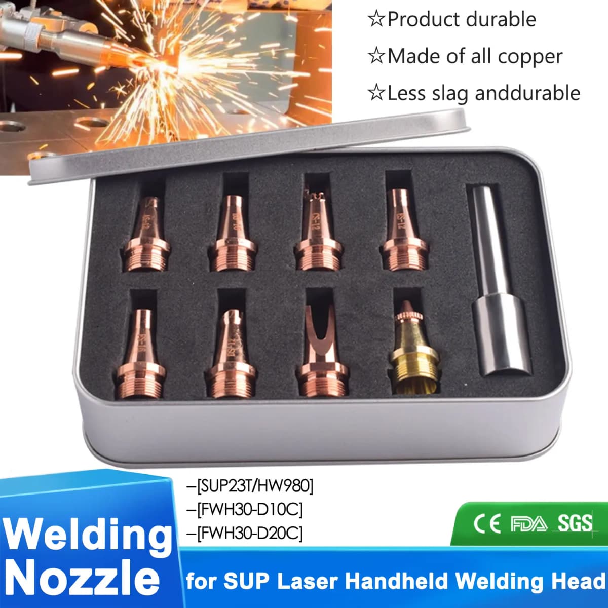 M16 SUP Laser Welding Nozzle Wire Feed Nozzles AS-12 BS-16 for SUP/Reci/Raycus Relfar Laser Handheld Welding Gun Head