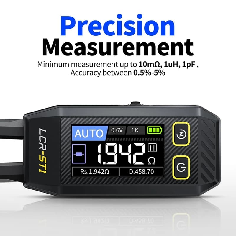 LCR-ST1 10Khz LCR Meter Tweezer, Mini Smart SMD Tester, Auto Component Recognition Electronic Component Analyze