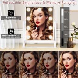 Hollywood Vanity Mirror with LED Bulbs, 3 Light Modes Dimmable, 360° Rotation, 10x Magnifying, Makeup Mirror for Bedroom Dresser