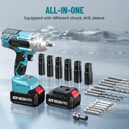 SEESII WH6 Lite 3-in-1 Impact Wrench & Electric Drill & Screwdriver 650N.m Cordless 1/2" Brushless Impact Gun Kit with 4.0ah Battery LED Light for Car Home