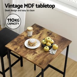 Vintage Metal Bar Table Counter Kitchen Dining Desk Pub 60x92cm Walnut Finish