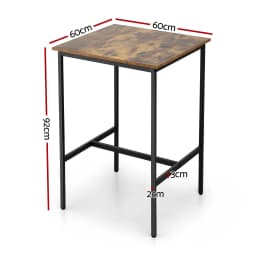 Vintage Metal Bar Table Counter Kitchen Dining Desk Pub 60x92cm Walnut Finish