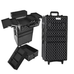 Travel Makeup Case Cosmetic Organizer Box with Wheels Diamond Design Portable Beauty Trolley Storage Bag for Travel and Home Use
