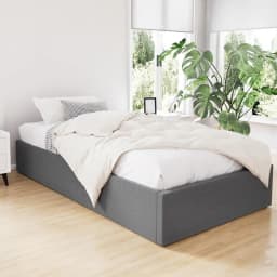 King Single Grey Gas Lift Bed Base Storage Platform Frame Upholstered Bedroom Furniture Space Saving Support Base