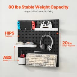 SucceBuy 4 PCS 11" x 11" Plastic Home Pegboard Wall Panels Decor Organizer Holder Mounting Display DIY Tool Storage for Garage