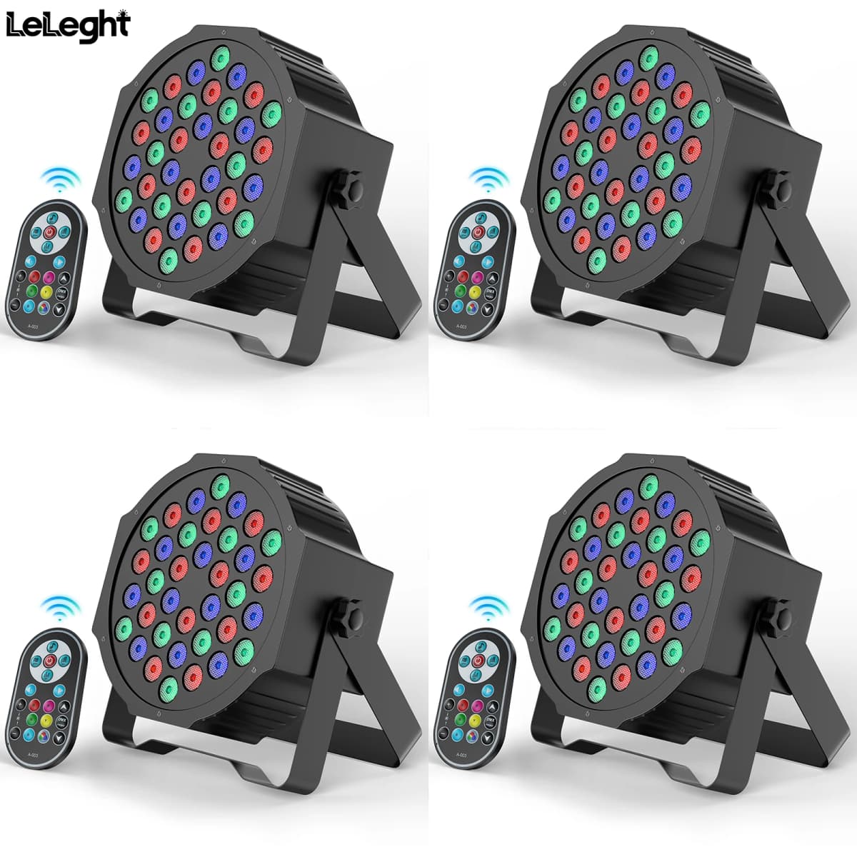 Yiflamefly 4 Pcs Par Light 36 RGB LED Stage Light Party Light DMX512 With Remote Control For DJ Party Show Halloween Christmas