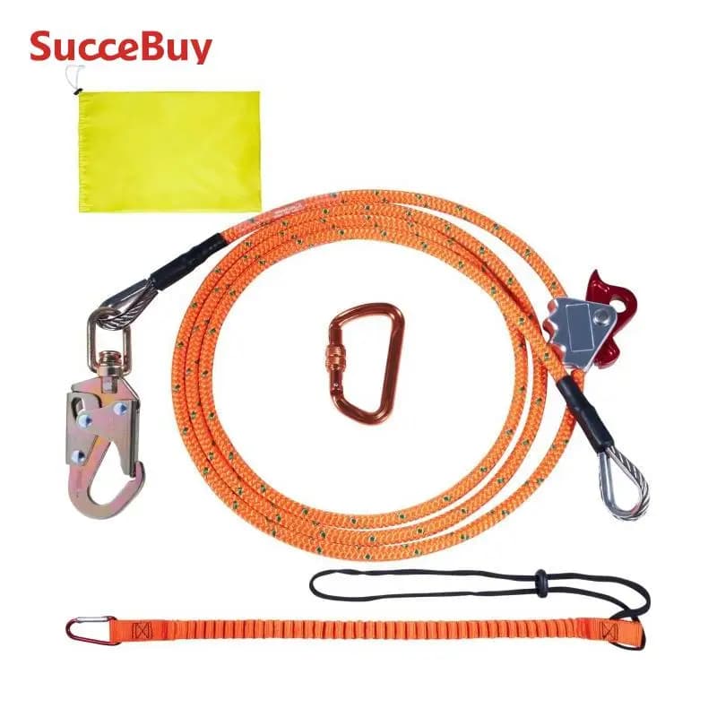 SucceBuy Steel Wire Core Flip Line Kit25KN Breaking Tension Solid Snap Hooks & Rope Grap for Arborists Tree Climbers Outdoors