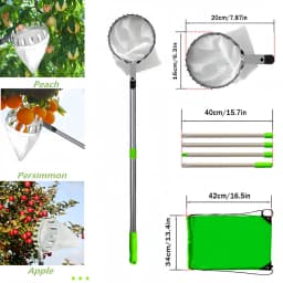 Telescoping Fruit Picker with Long Handle 4m Pole Fruit Picking Tool Storage Bag