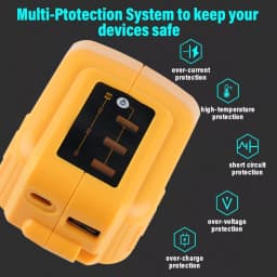 DCB090 Power Source Charger Converter Battery Adapter for Dewalt 18V 20V Lithium Battery with USB/Type C & LED Work Light