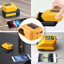DCB090 Power Source Charger Converter Battery Adapter for Dewalt 18V 20V Lithium Battery with USB/Type C & LED Work Light