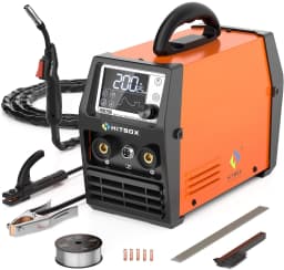 HITBOX HIM200 Welder Synergic MMA Flux MIG Lift TIG Spool Gun 4-in-1 Multi-process Portable Semi-Automatic Welding Tool for DIY Workshop