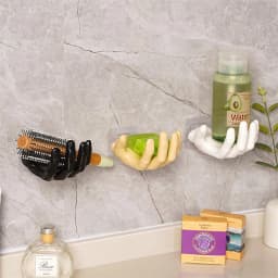 Resin Wall Mounted Soap Holder Rack Adhesive Hand Shape Storage Holder