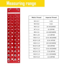 Aluminum Nut and Bolt Thread Checker 28 Thread Gauge Inch and Metric Identifier