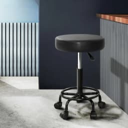 Salon Round Swivel Stool Adjustable Height Upholstered Rolling Chair for Spa Beauty Salon Tattoo Massage Stool Seat with Backrest and Wheels