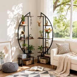Tall Half-Moon Metal Plant Stand 7-Tiered Flower Display Shelf Indoor Storage Rack for Home Garden Decor