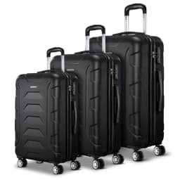 3 Piece 20 24 28 Inch Hard Shell Spinner Luggage Set with TSA Lock Black Carry On Travel Suitcase