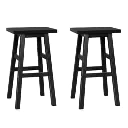 Wooden Bar Stools Set of 2 Black Kitchen Counter Chairs Modern Solid Wood Dining Seating