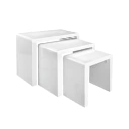 Modern Glossy White Nesting Coffee Table Set of 3 Round Living Room Side Tables Space Saving Coffee Tables for Home Lounge Decor